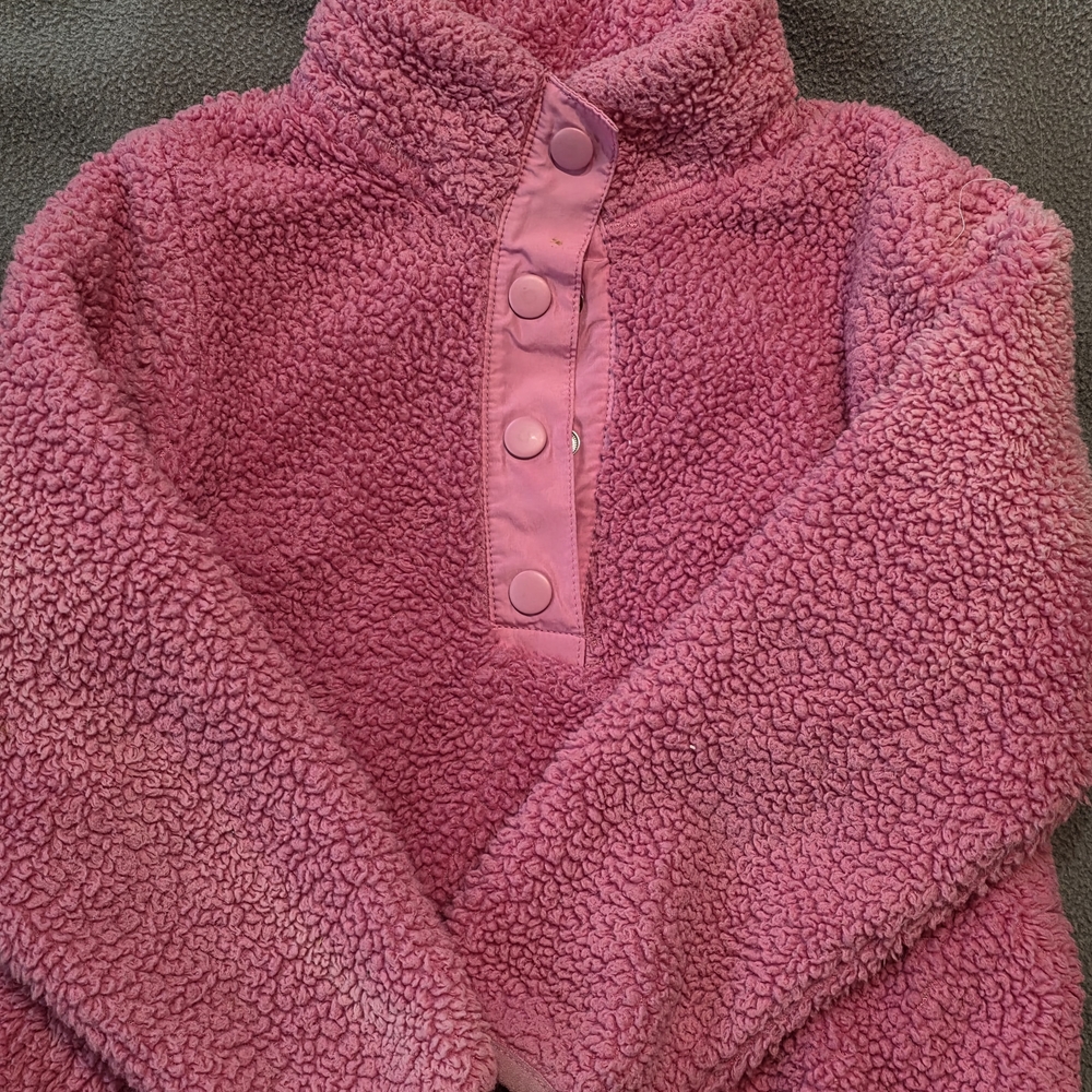 wonder nation Pink Sherpa Snap-Front Pullover
